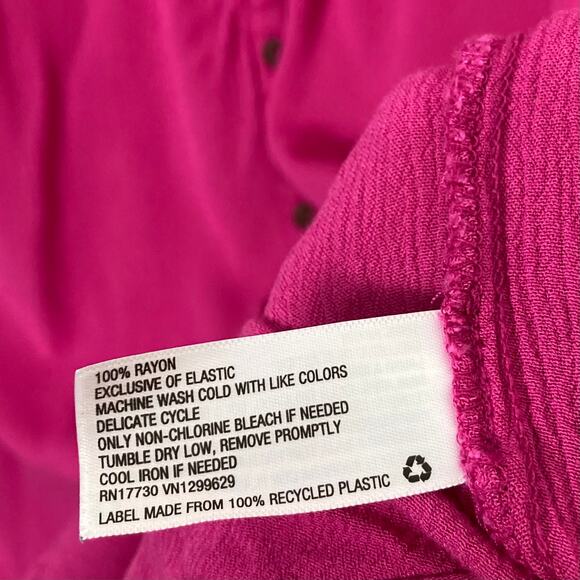 NWOT KNOX ROSE Dress XL Fuchsia-Pink Rush Curve-Hem Button-Up Sleeveless Knee - Picture 4 of 6